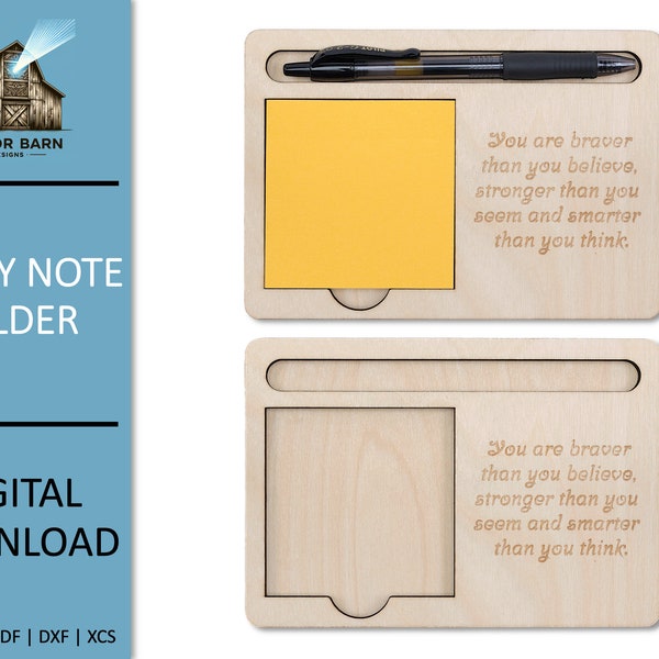 Laser Cut Sticky Note Holder SVG File Laser Cut File Digital Download Glowforge Cut Files Post It Note Holder Laser Engrave Files