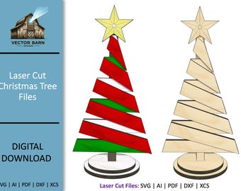 Archivos SVG de árbol de Navidad, archivos de corte láser, archivos xTool, archivos Glowforge, archivos de árbol de Navidad para decoración de corte láser, archivos SVG láser, DXF
