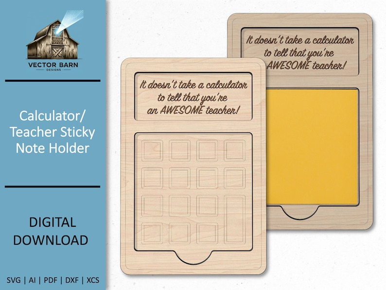 Teacher Sticky Note Holder SVG: Calculator Design Laser Cut File - Etsy