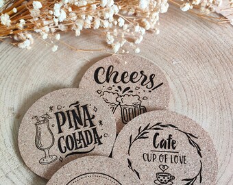 Personalized cork coaster, personalized gift idea