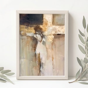 Abstract Christian Modern Art | Subtle Jesus on the cross |Christ Crucifixion| Bible Wall Art | DIGITAL DOWNLOAD Printable