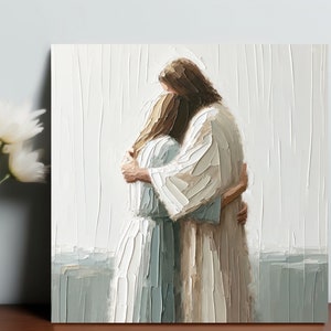 Peace be still | Jesus Embracing a young Woman | Christian Art | Bible Wall Art | DIGITAL DOWNLOAD PRINTABLE