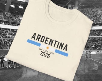 Wereldbeker | Argentinië | Gepersonaliseerde T-shirt | Mundial 2026 |  T-shirt met grafische print | VS | Canada | Mexico | Shirt fankleding