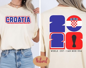 Shirt WK 2026 Kroatië, T-shirt Kroatisch voetbalfan, wedstrijddagoutfit voor voetbalsupporters, VS, Canada Mexico
