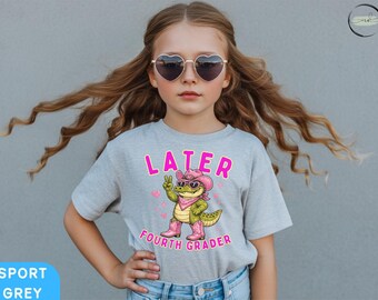 Later Fourth Grader, Shirt Pink Cowgirl Gator Tee, Girls First Day Of School, Shirt Cute Back To School Outfit Gift