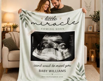 Fathers Day Custom Ultrasound Blanket, New Pregnancy Gift, Baby Reveal, Mama Little Miracle, Expecting Parents Gift, Newborn, First Time Dad
