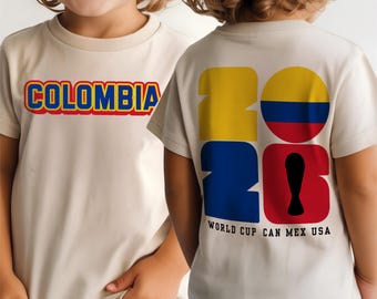 Camiseta infantil del Mundial 2026, camiseta para aficionados al fútbol, ropa de fútbol de Colombia para niños