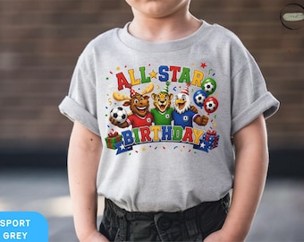 Kids Soccer Birthday Shirt, All Star Birthday Tee, Football Party Shirt, Sports Birthday Outfit, Soccer Boy Gift Tee