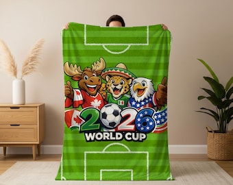 World Cup 2026 Blanket, Soccer Velveteen Blanket, Kids Soccer Throw, USA Mexico Canada Blanket, Football Fan Gift, Youth Fanbase