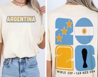 Wereldbeker | Argentinië | Comfortkleuren | T-shirt voetbalfan | Grafisch shirt | Topcadeau stadion-outfit | Uniseks voetbalkleding | T-shirt