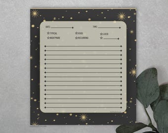 Dream Tracker Notepad - Celestial Dream Diary for Bedside - 5.5x6 Memo Pad - Moon & Stars, #1