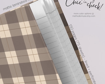 Diario con copertina rigida - Quaderno a righe e perforato per studio, lavoro, diario, regali - Chic Check - Carbone