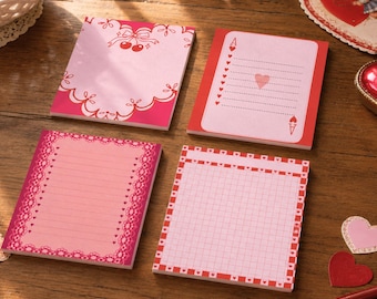 Bloc de notas Coquette Cherry, papelería rosa kawaii, bloc de notas para listas diarias