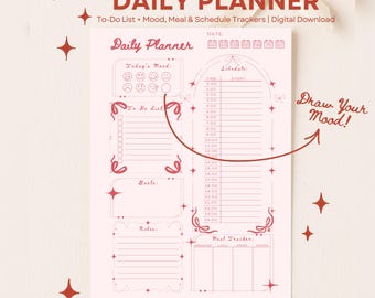Coquette Daily Planner: La Dolce Vita - Monitoraggio dell'umore e degli impegni (PDF scaricabile in formato A4/US Letter)