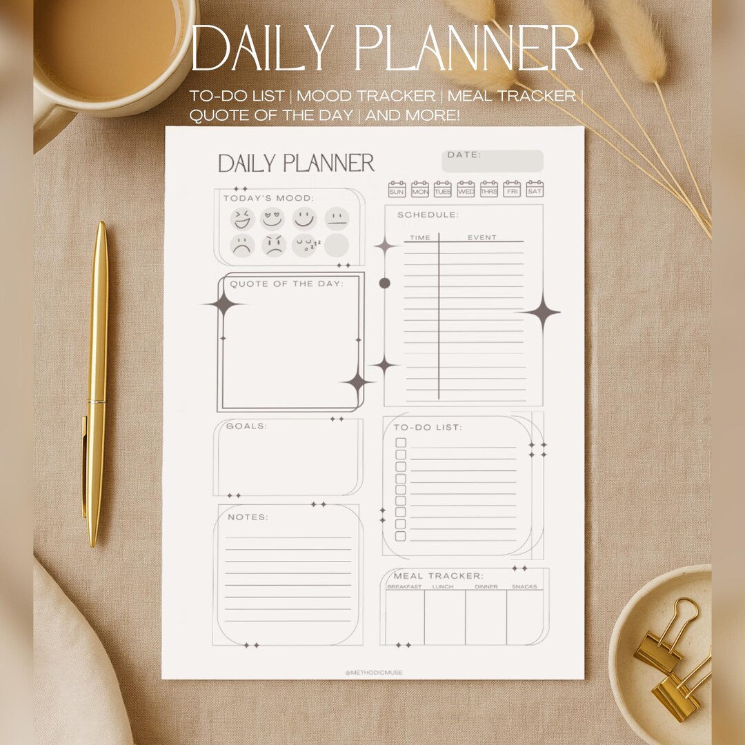 Minimalist Daily Planner Printable – Habit Tracker, Gratitude Journal ...