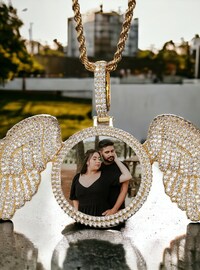 Custom Picture Necklace, Personalized Necklace With Photo, Engraving Necklace, Hip Hop Round Pendant Iced Out Cubic Zircon, Gift for him/her