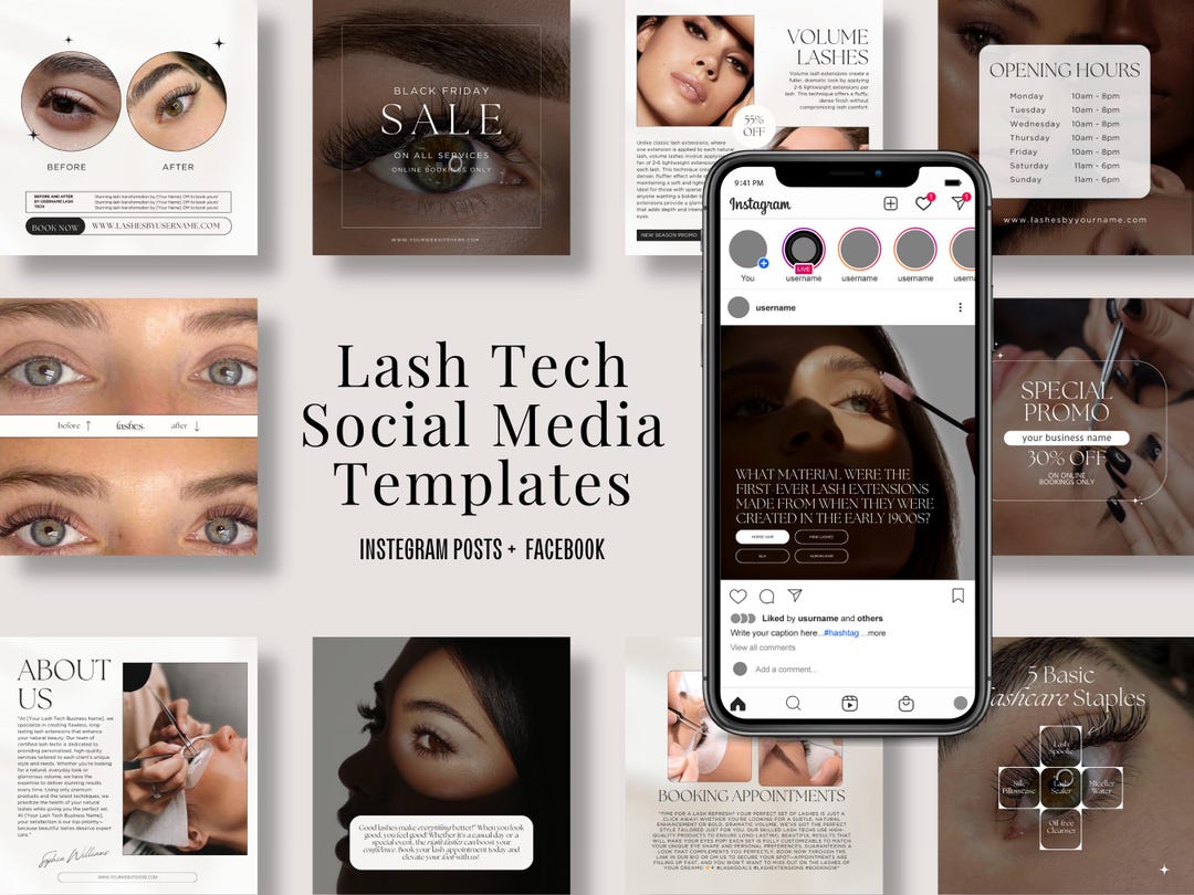 Lash Tech Instagram Templates: Editable Canva Social Media (digital ...