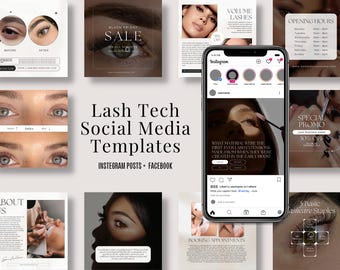 Lash Tech Instagram Templates: Editable Canva Social Media (Digital Download)