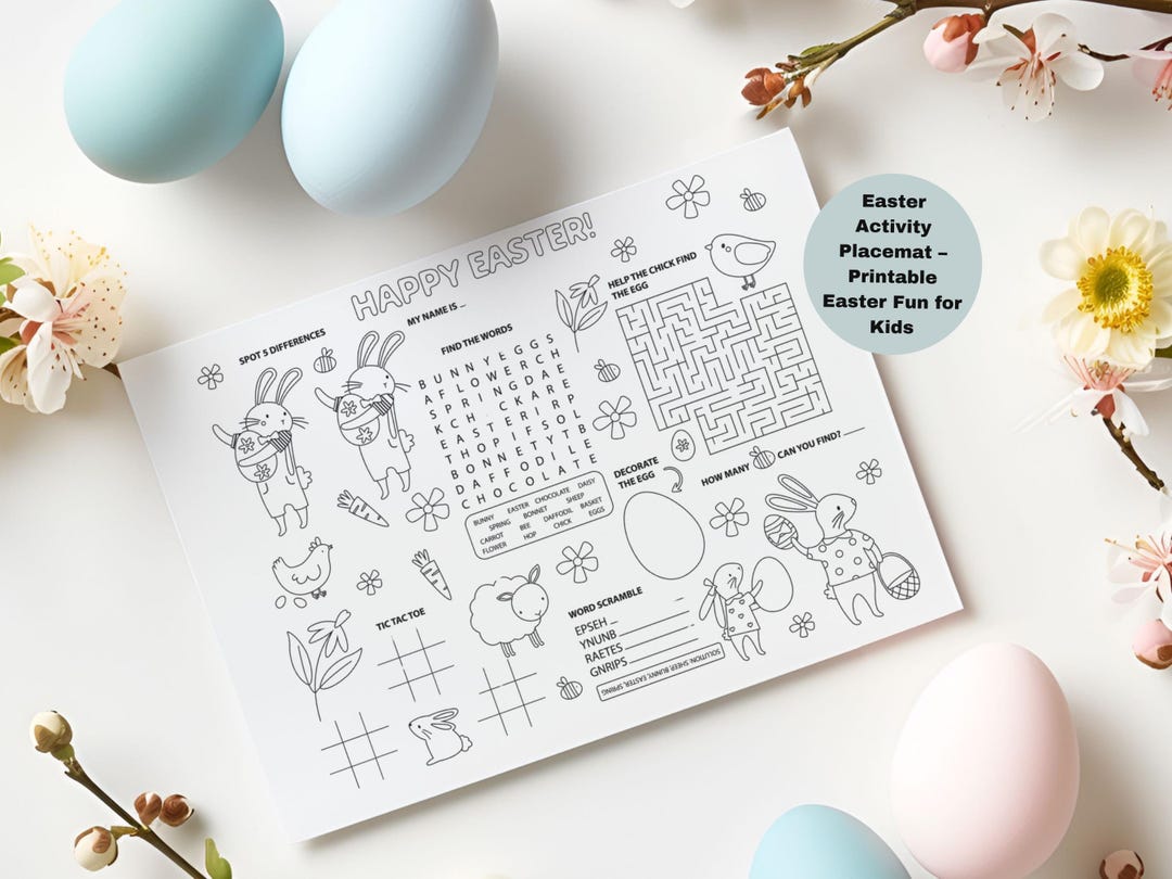 Printable Easter Placemat for Kids - Coloring Activity Sheet | Easter ...