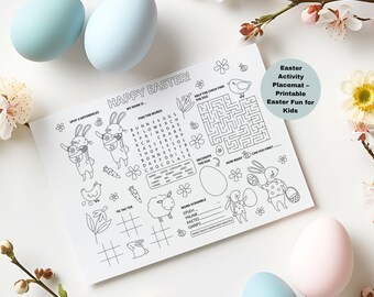 Printable Easter Activity Placemat: Kids Coloring Sheet (Digital Download)