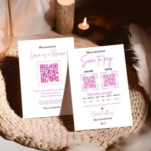 moderne QR-codebordsjabloon voor kleine bedrijven | Bewerkbare canvassjabloon | Prijslijst en scan-to-Pay-bord Neem contact met ons op Betaalbord