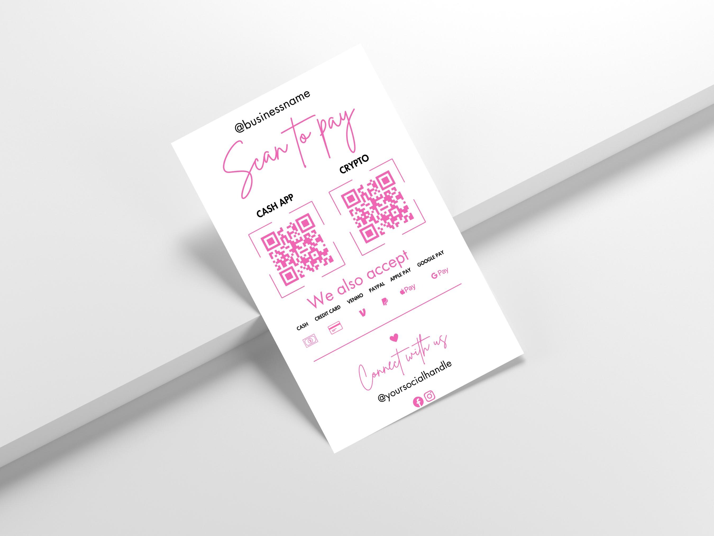 Editable QR Code Sign Template: Small Business Payment Display (5x7 ...