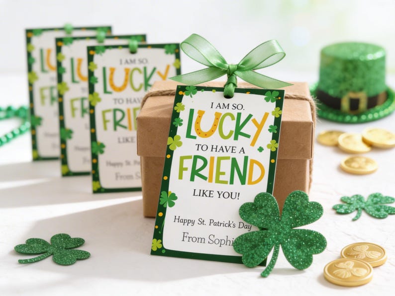 St. Patrick's Day Friend Gift Tags, Editable Name Printable Label ...