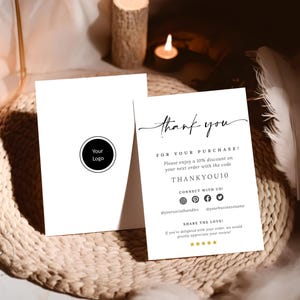 Modèle de carte de remerciement minimaliste pour petite entreprise, notice de remerciement simple, remerciement pour entreprise, merci pour votre achat