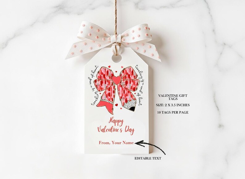 Teacher Valentine Gift Tags & Stickers | Editable Canva Template ...