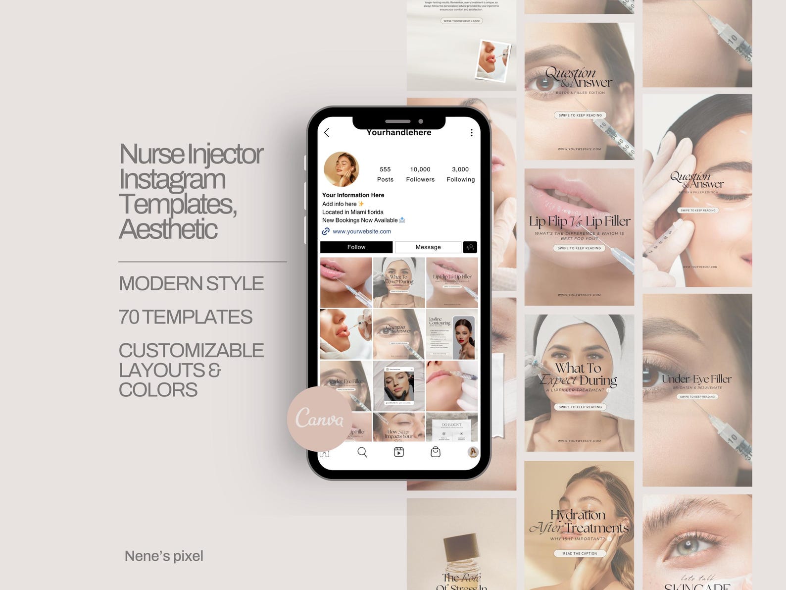 Nurse Injector Instagram Templates, Medspa Stories (canva, 70 Posts) - Etsy