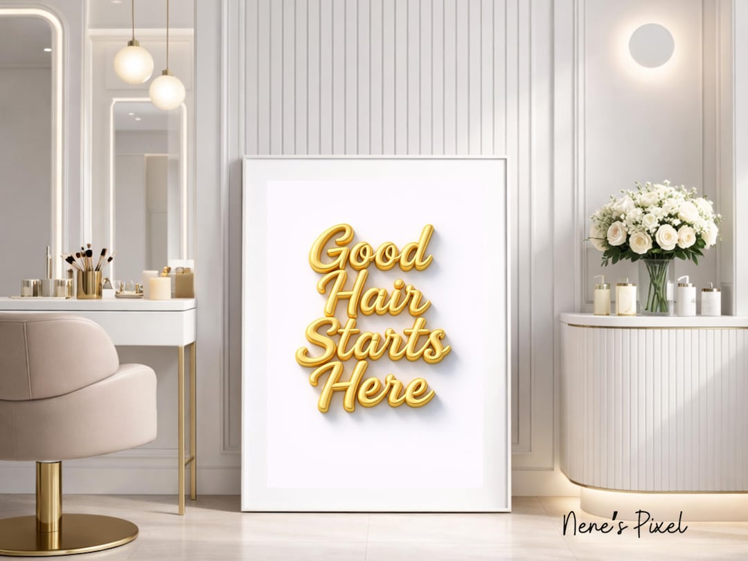 Modern Gold Script Hair Salon Print, Stylist Wall Art (11x14 Digital ...