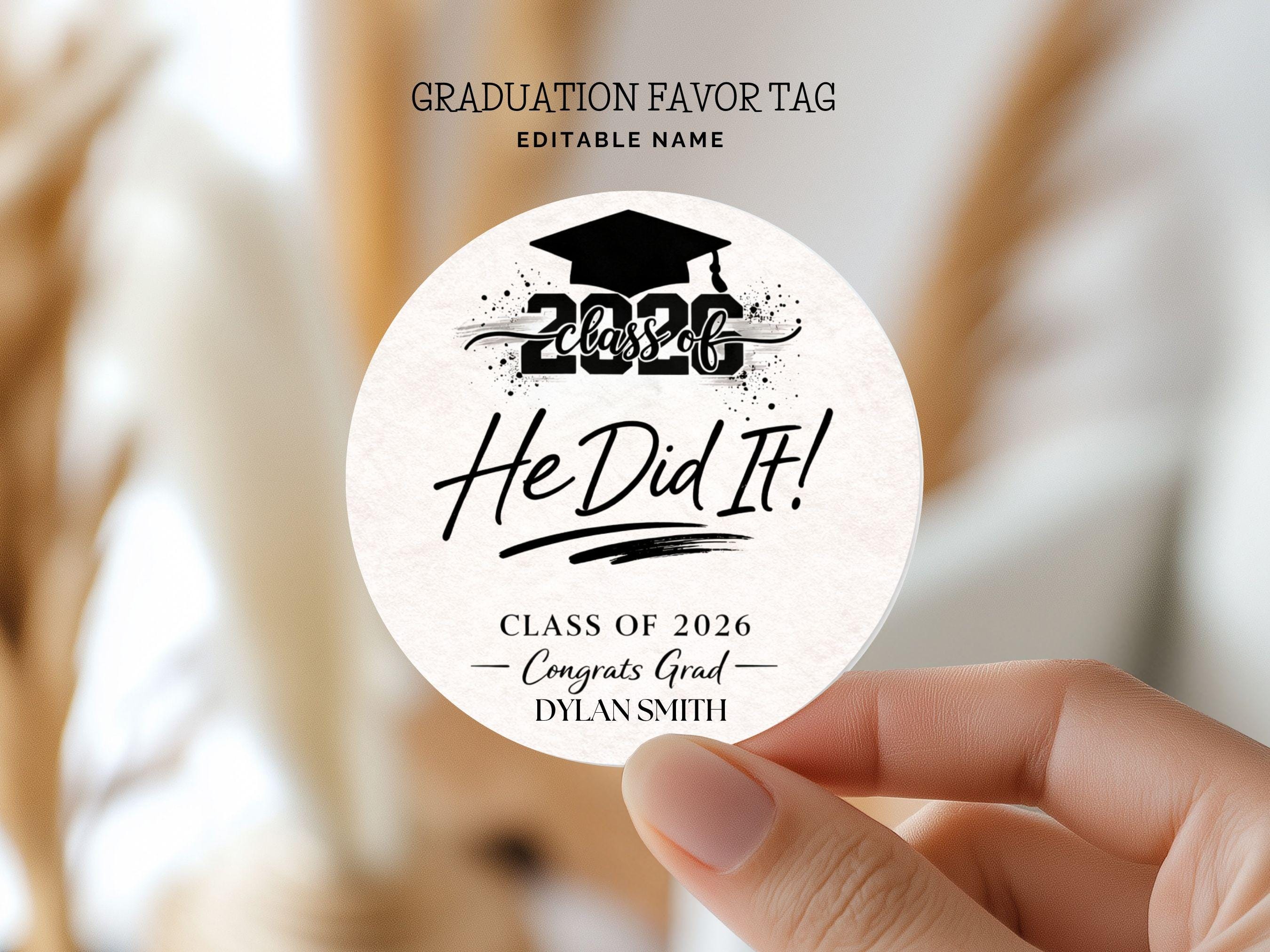 Editable Graduation Favor Tag, Class of 2026 Cookie Tag (digital ...