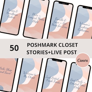 Poshmark Label Example 50 Editable Poshmark Stories – Instant Download, Canva Customizable ...