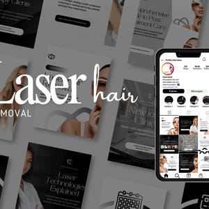 Laser Hair Removal Instagram Templates | Medspa Instagram Canva Templates | Editable Social Media Posts for Skincare & Aesthetics