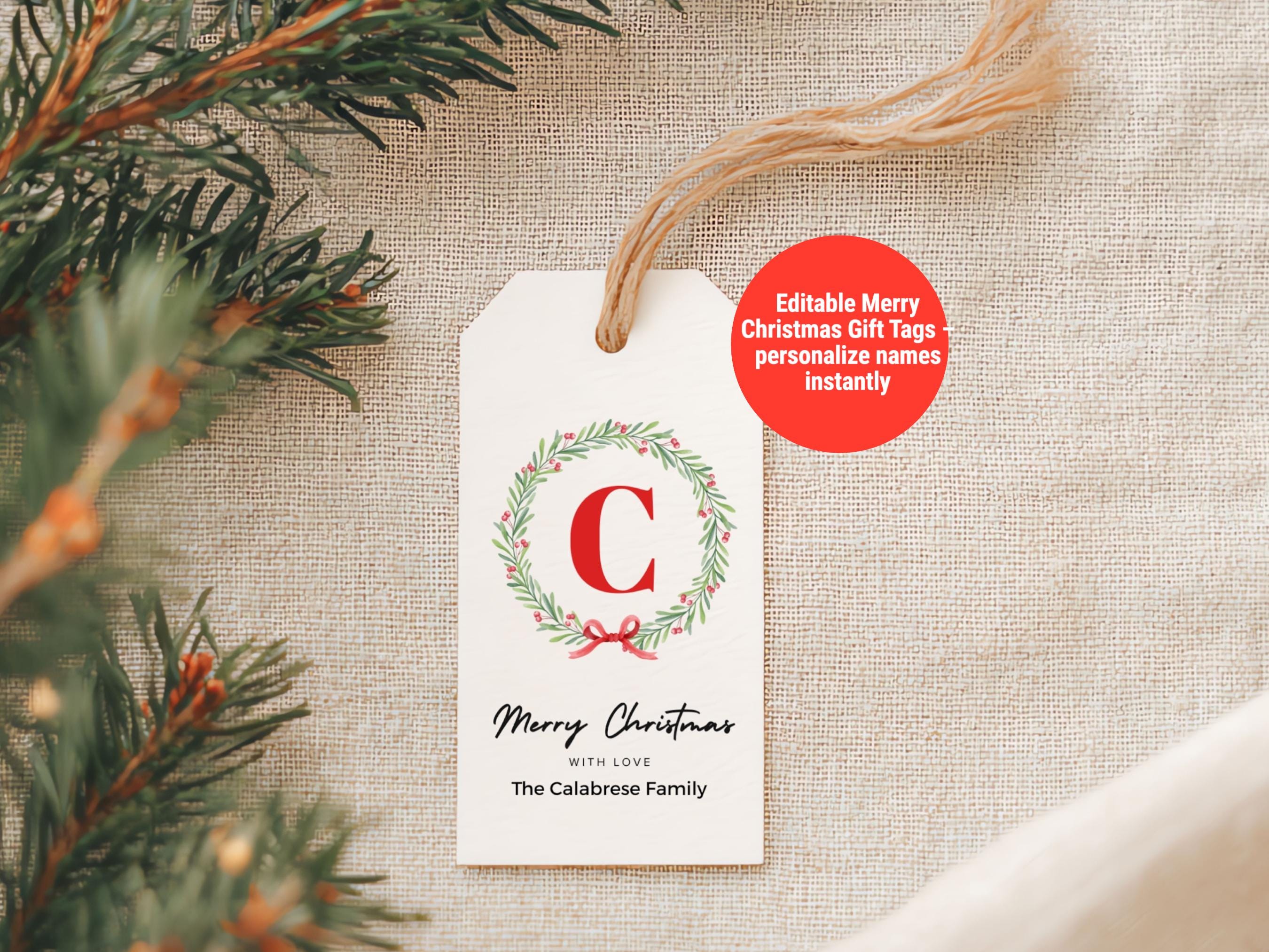 Editable Christmas Gift Tags | Personalized Canva Template (digital ...