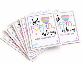 Afdrukbare valentijnskaarten Pop It, directe download Valentijnsdag, Valentijnsdagkaart voor kinderen