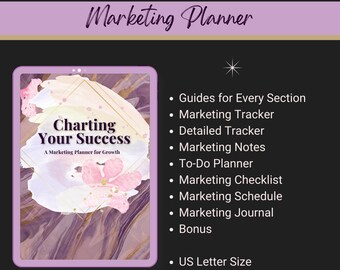 Printable Marketing Planner Workbook for the Busy Business Person Instant Download Marketing Sheets US Letter Size PDF