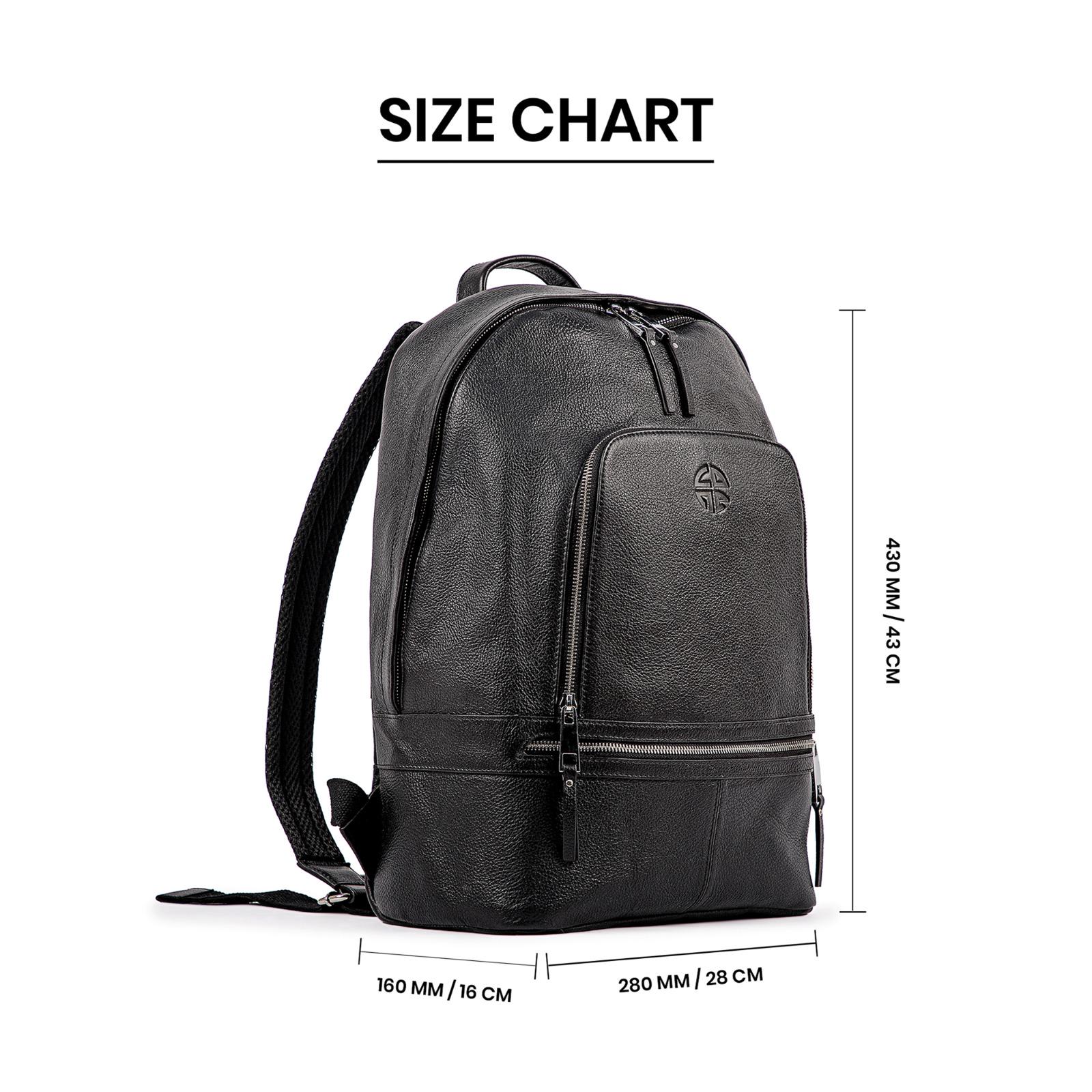 Full Grain Leather Backpack: Black Calf Leather Rucksack  display picture 2