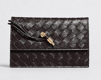 Vintage BOTTEGA VENETA Brown Intrecciato Woven Lambskin Handbag