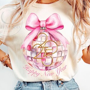 Pink Coquette Nieuwjaar 2025 png, discobal png, retro nieuwjaar png, 12 nieuwe hoofdstukken, hallo 2025 png, glitter nieuwjaar png, nieuwjaar nieuwe ik