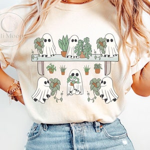 Coquette Halloween Ghost Plant PNG, Gardener Shirt Design, Halloween Plant Lover Clipart, Spooky Season Png, Girly Funny Digital Download