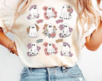 Floral Ghost PNG, Fall Halloween Ghost Design, Plant Lovers Png, Hey Boo Ghost Shirt Sublimation, Spooky Season Png, Digital Download