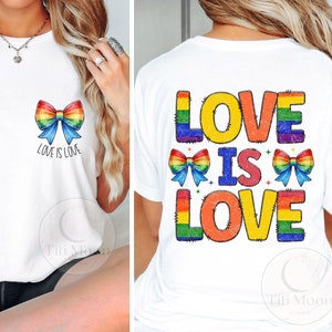 El amor del arcoíris es amor PNG Ropa colorida de aliados LGBTQ Orgullo Amor PNG Frente y dorso PNG Mes del orgullo Png Gay Queer Lesbiano Png Lazo arcoíris