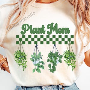 Plant Mom Png Checkered, Spring Mom Shirt Design, Plant Lover PNG, Mothers Day Png, Botanical Graphic Tee, Funny Garden Sublimation