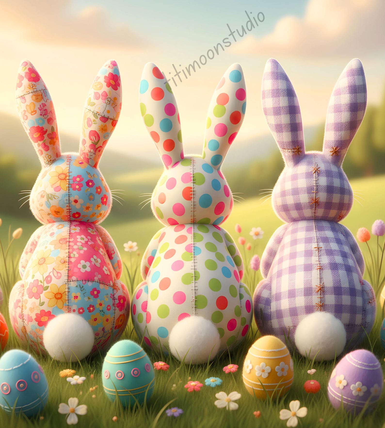 3 Easter Bunny JPG Clipart, Spring Printable Wall Art, High Quality JPG ...