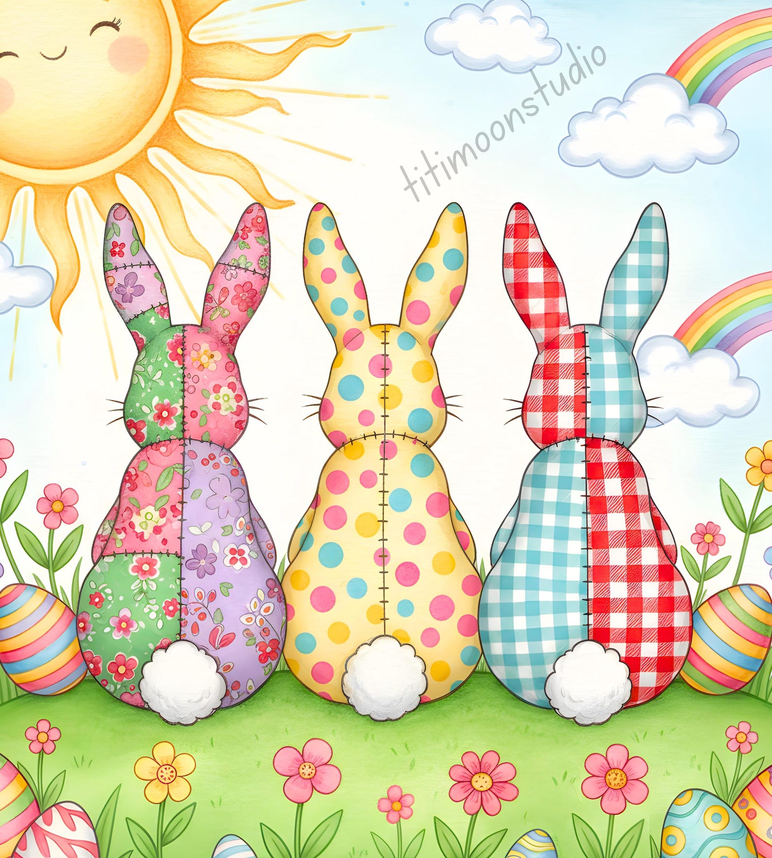 3 Easter Bunny JPG Clipart, Spring Printable Wall Art, High Quality JPG ...