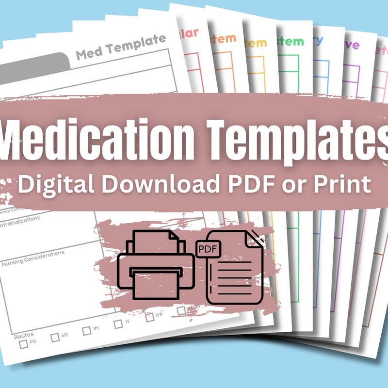 Medication Template for Nursing Etsy