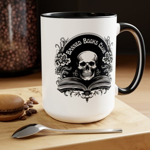 15oz Banned Books Club Two-Toned Ceramic Mug I Book Lovers Gift I Bookworm mug I Librarian mug I Booktok merch I Literature gifts
