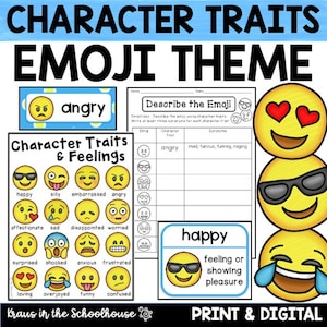 Charakter Eigenschaften Printables | Charakter Gefühle Arbeitsblätter | Emoji-Design | Charaktereigenschaften und Gefühle Aktivität Blätter | Heimatschule