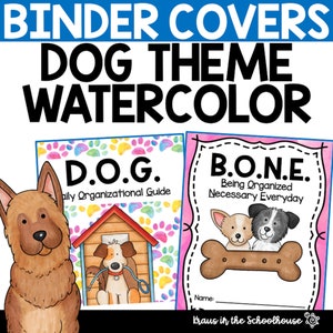 Dog Theme Binder Covers | Dog Watercolor Decor | Classroom Management | Parent Communication | Student Binder Covers | Dog Theme Classroom